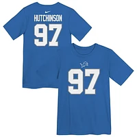 Preschool Nike Aidan Hutchinson Blue Detroit Lions Player Name & Number T-Shirt