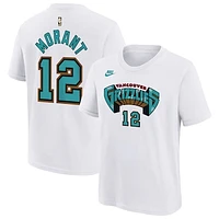 Youth Nike Ja Morant White Memphis Grizzlies Classic Edition Name & Number T-Shirt