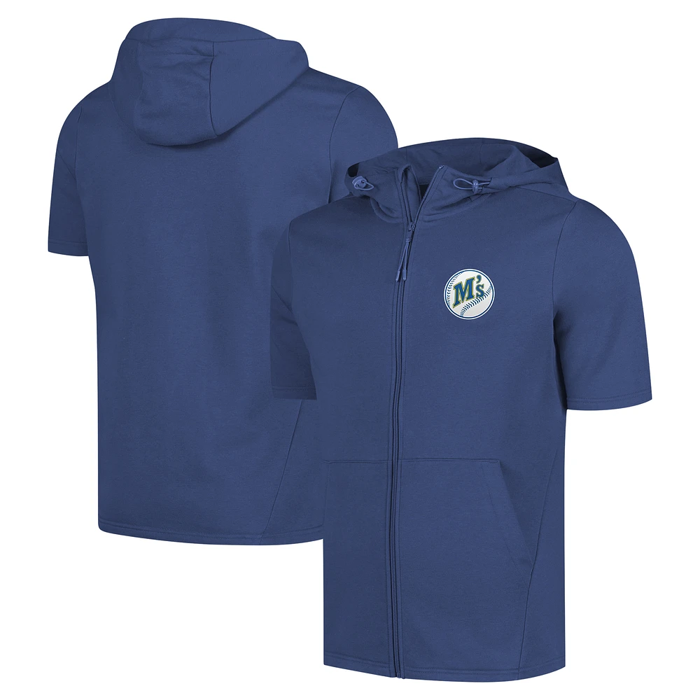 Men's Levelwear Royal Seattle Mariners Recruit Short Sleeve Full-Zip Hoodie