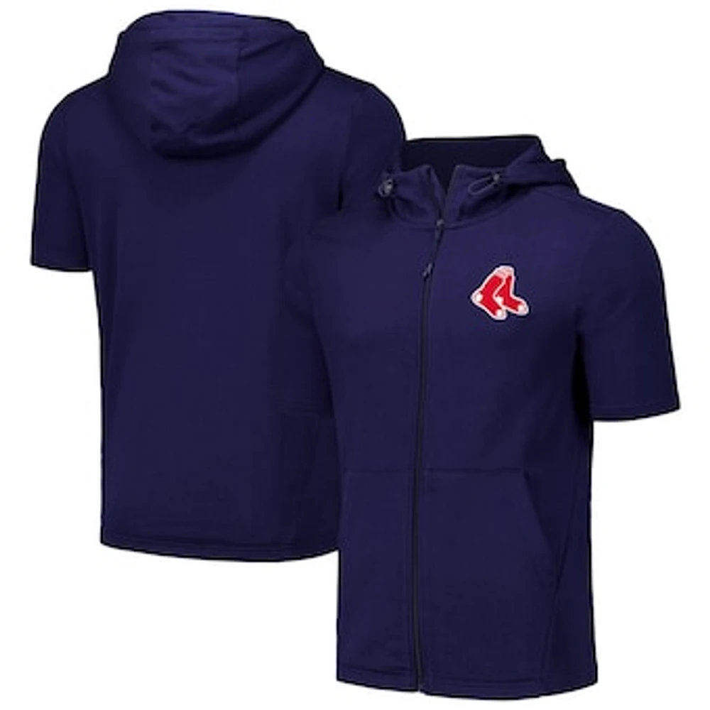 Men's Levelwear Navy Boston Red Sox Recruit Short Sleeve Full-Zip Hoodie