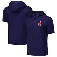 Men's Levelwear Navy Boston Red Sox Recruit Short Sleeve Full-Zip Hoodie