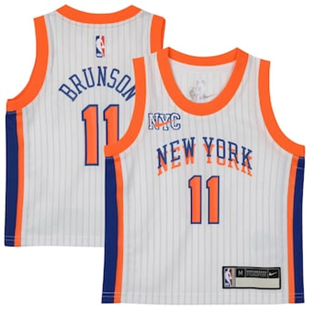 Preschool Nike Jalen Brunson White New York Knicks 2024/25 Swingman Player Jersey - City Edition