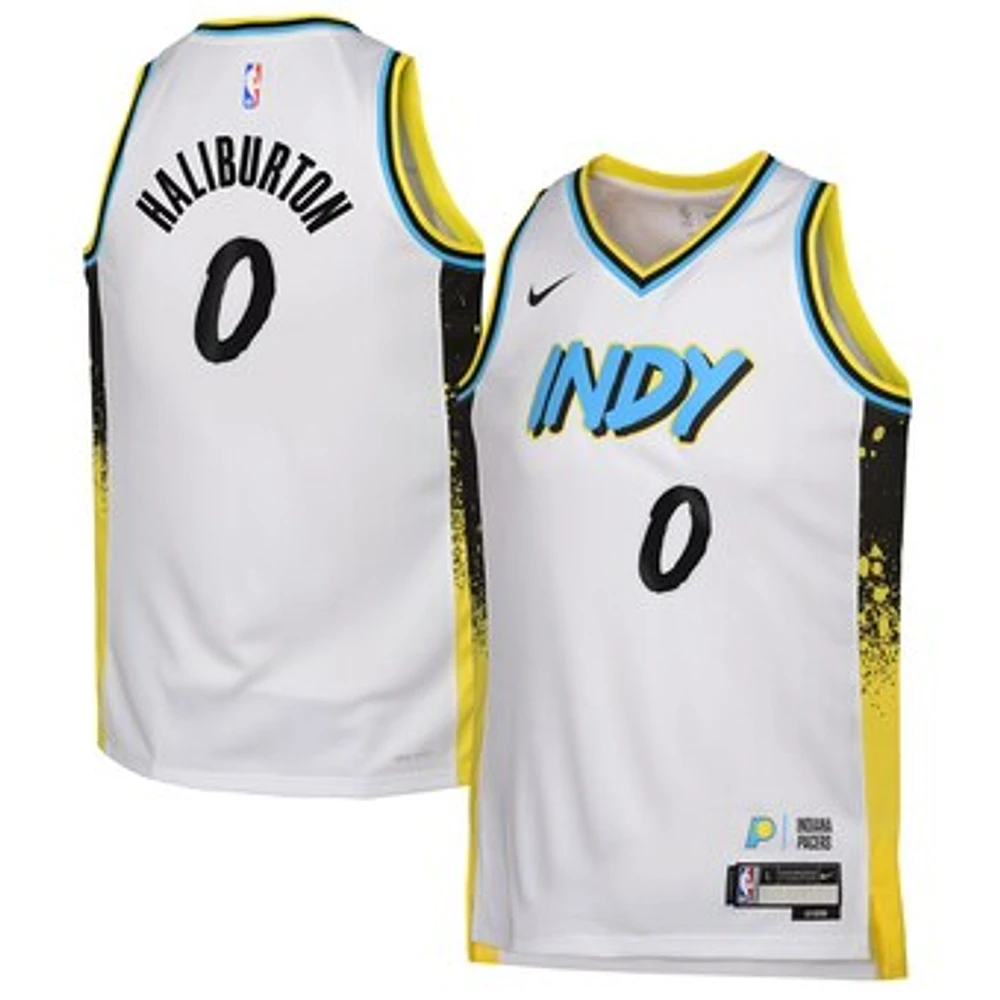 Youth Nike Tyrese Haliburton White Indiana Pacers 2024/25 Swingman Player Jersey - City Edition