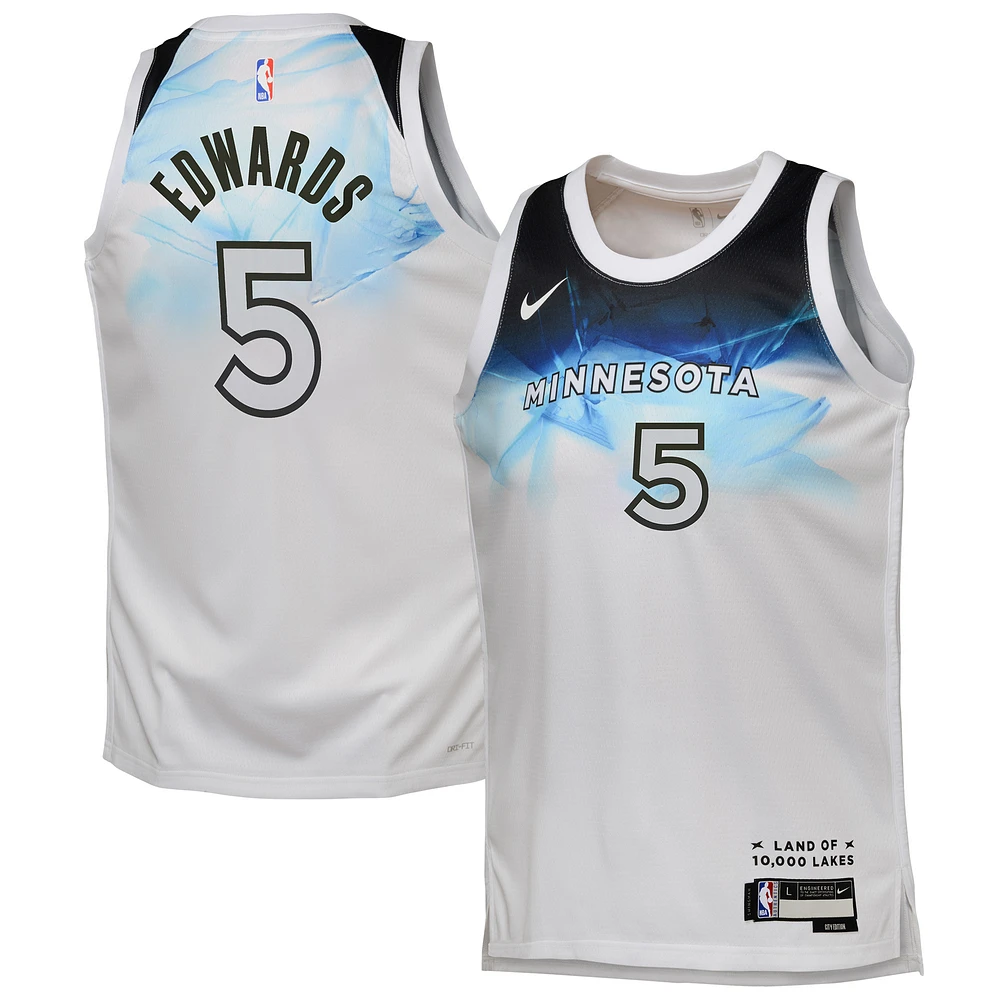 Youth Nike Anthony Edwards White Minnesota Timberwolves 2024/25 Swingman Player Jersey - City Edition