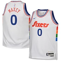 Youth Nike Tyrese Maxey White Philadelphia 76ers 2024/25 Swingman Player Jersey - City Edition