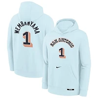 Youth Nike Victor Wembanyama Light Blue San Antonio Spurs 2024/25 City Edition Name & Number Pullover Hoodie