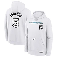 Youth Nike Anthony Edwards White Minnesota Timberwolves 2024/25 City Edition Name & Number Pullover Hoodie