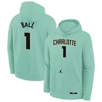 Youth Jordan Brand LaMelo Ball Mint Charlotte Hornets 2024/25 City Edition Name & Number Pullover Hoodie