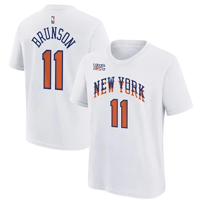 Youth Nike Jalen Brunson White New York Knicks 2024/25 City Edition Name & Number T-Shirt