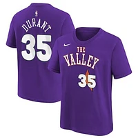 Youth Nike Kevin Durant Purple Phoenix Suns 2024/25 City Edition Name & Number T-Shirt