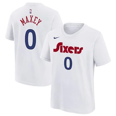 Youth Nike Tyrese Maxey White Philadelphia 76ers 2024/25 City Edition Name & Number T-Shirt