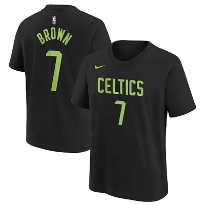 Youth Nike Jaylen Brown Black Boston Celtics 2024/25 City Edition Name & Number T-Shirt