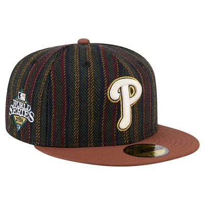 Men's New Era  Brown Philadelphia Phillies Vintage Herringbone 59FIFTY Fitted Hat