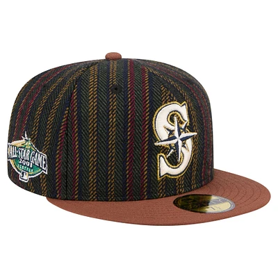 Men's New Era  Brown Seattle Mariners Vintage Herringbone 59FIFTY Fitted Hat