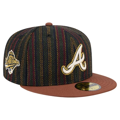 Men's New Era  Brown Atlanta Braves Vintage Herringbone 59FIFTY Fitted Hat