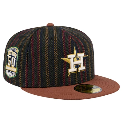 Men's New Era  Brown Houston Astros Vintage Herringbone 59FIFTY Fitted Hat