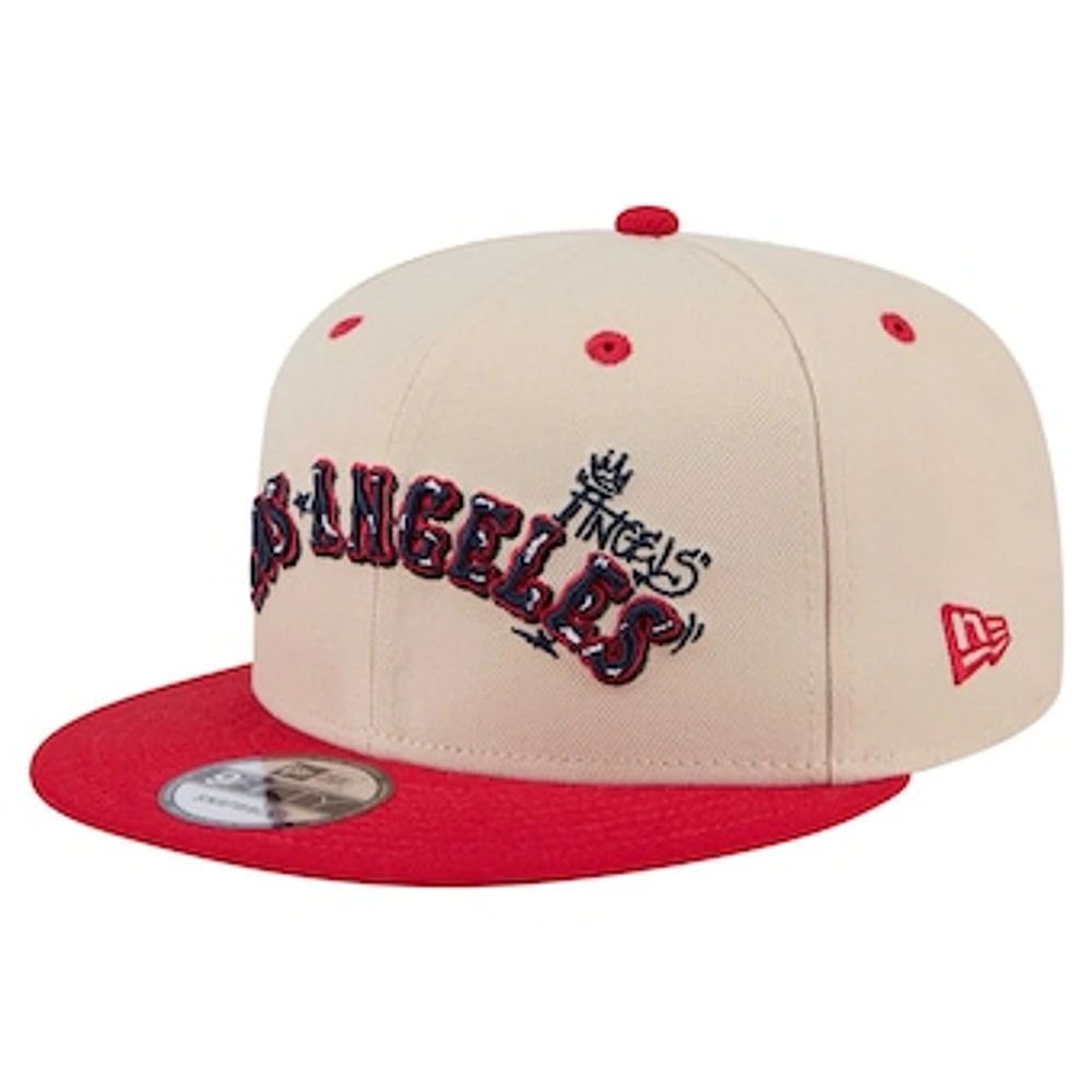 Men's New Era  Cream/Red Los Angeles Angels Cooperstown Collection Team Art 9FIFTY Snapback Hat