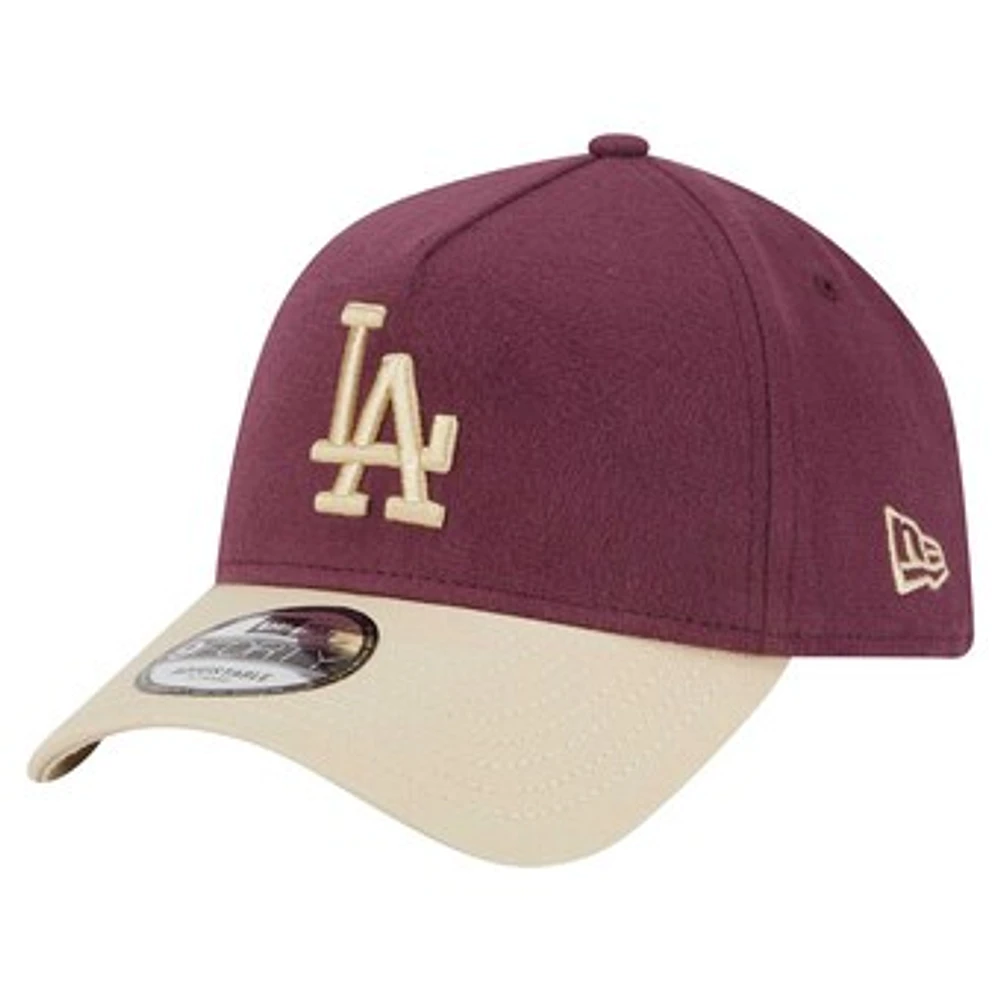 Men's New Era Maroon Los Angeles Dodgers Moleskin Crown A-Frame 9FORTY Adjustable Hat