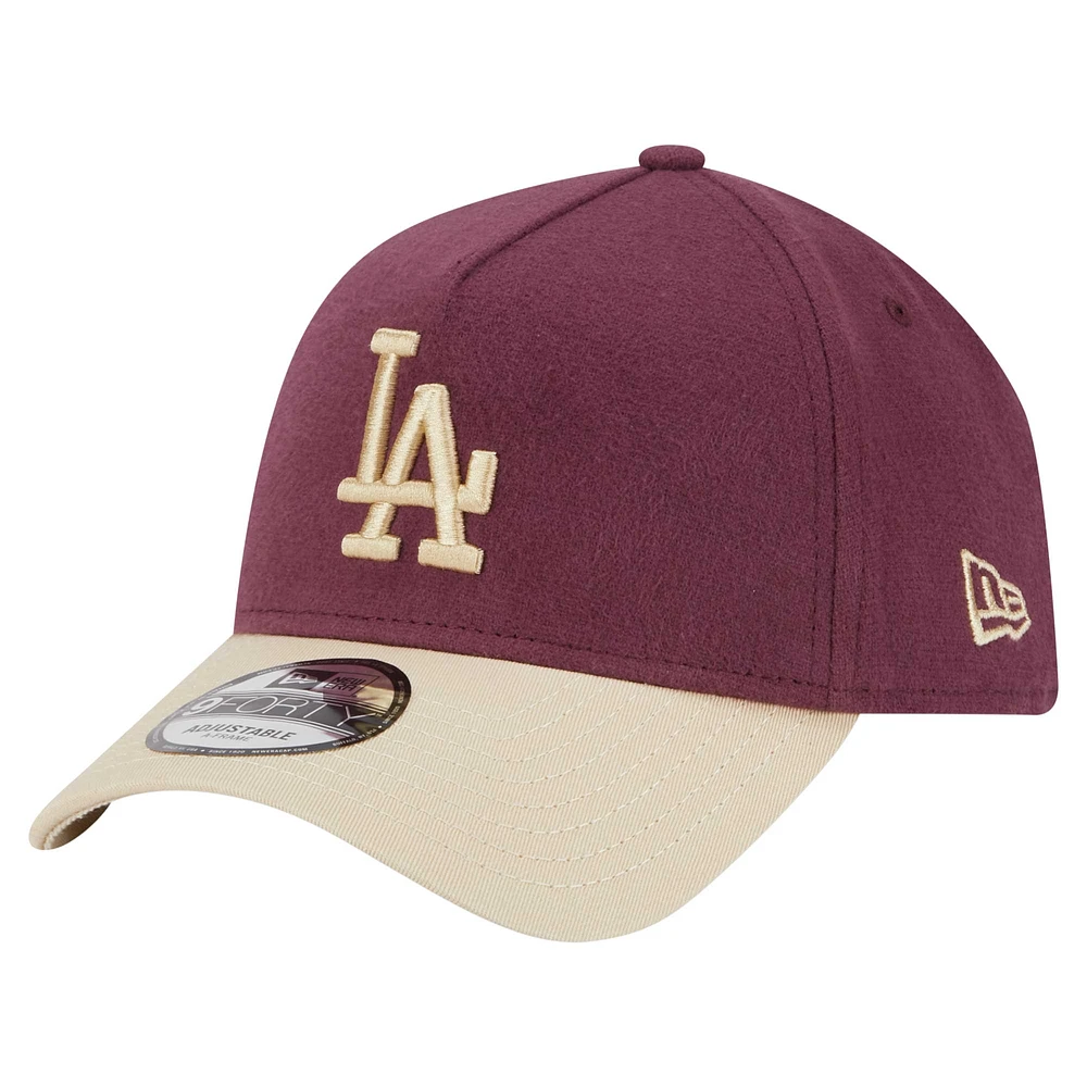 Men's New Era Maroon Los Angeles Dodgers Moleskin Crown A-Frame 9FORTY Adjustable Hat