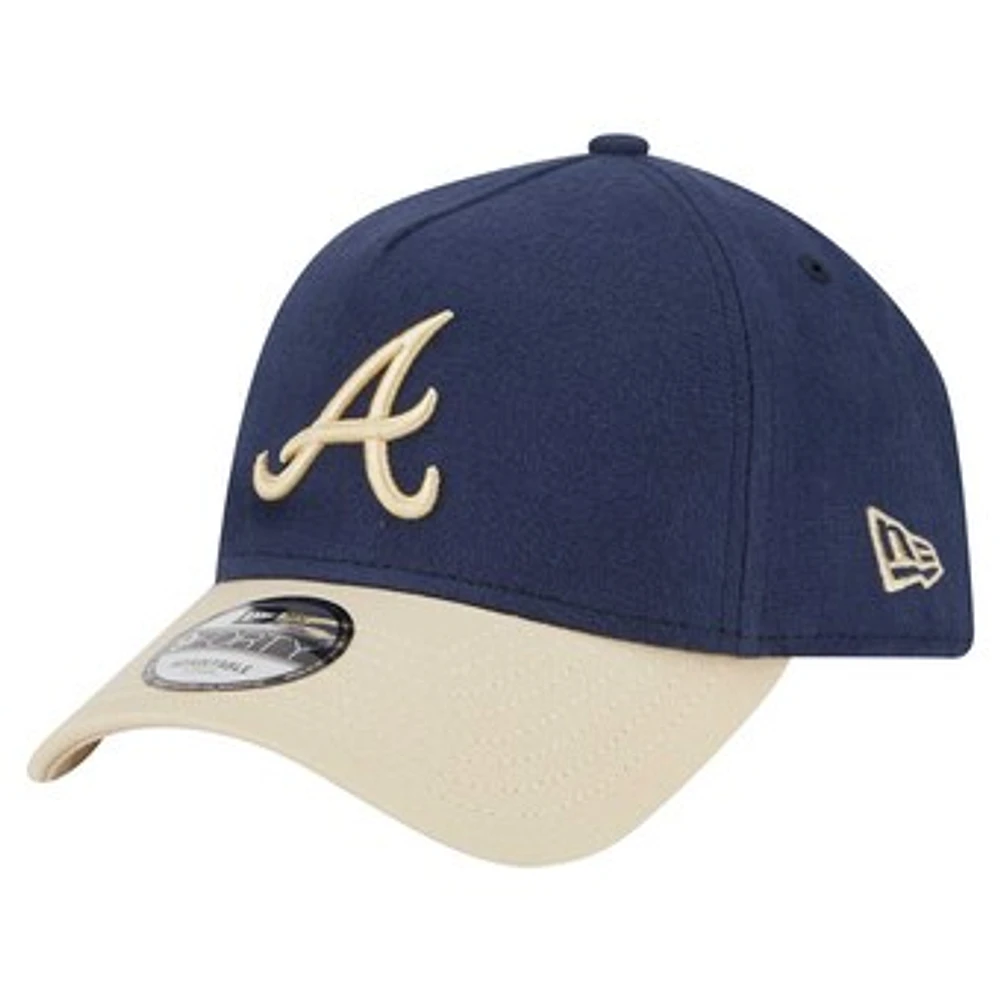 Men's New Era Navy Atlanta Braves  Moleskin A-Frame 9FORTY Adjustable Hat