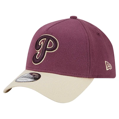 Men's New Era Maroon Philadelphia Phillies  Moleskin A-Frame 9FORTY Adjustable Hat