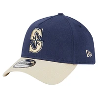 Men's New Era Navy Seattle Mariners Moleskin Crown A-Frame 9FORTY Adjustable Hat