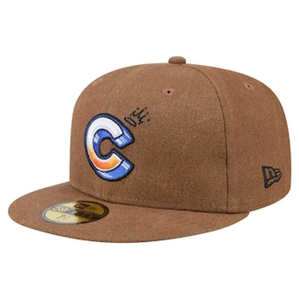 Men's New Era  Brown Chicago Cubs Logo Scribble 59FIFTY Fitted Hat