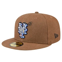 Men's New Era  Brown York Mets Logo Scribble 59FIFTY Fitted Hat