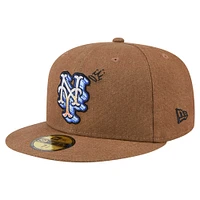 Men's New Era  Brown York Mets Logo Scribble 59FIFTY Fitted Hat