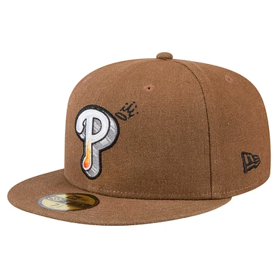 Men's New Era  Brown Philadelphia Phillies Logo Scribble 59FIFTY Fitted Hat