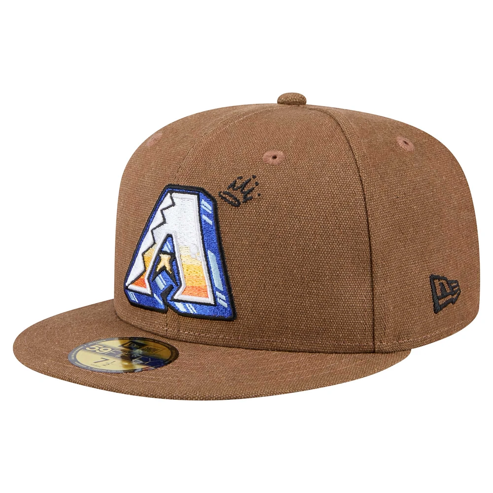 Men's New Era  Brown Arizona Diamondbacks Logo Scribble 59FIFTY Fitted Hat