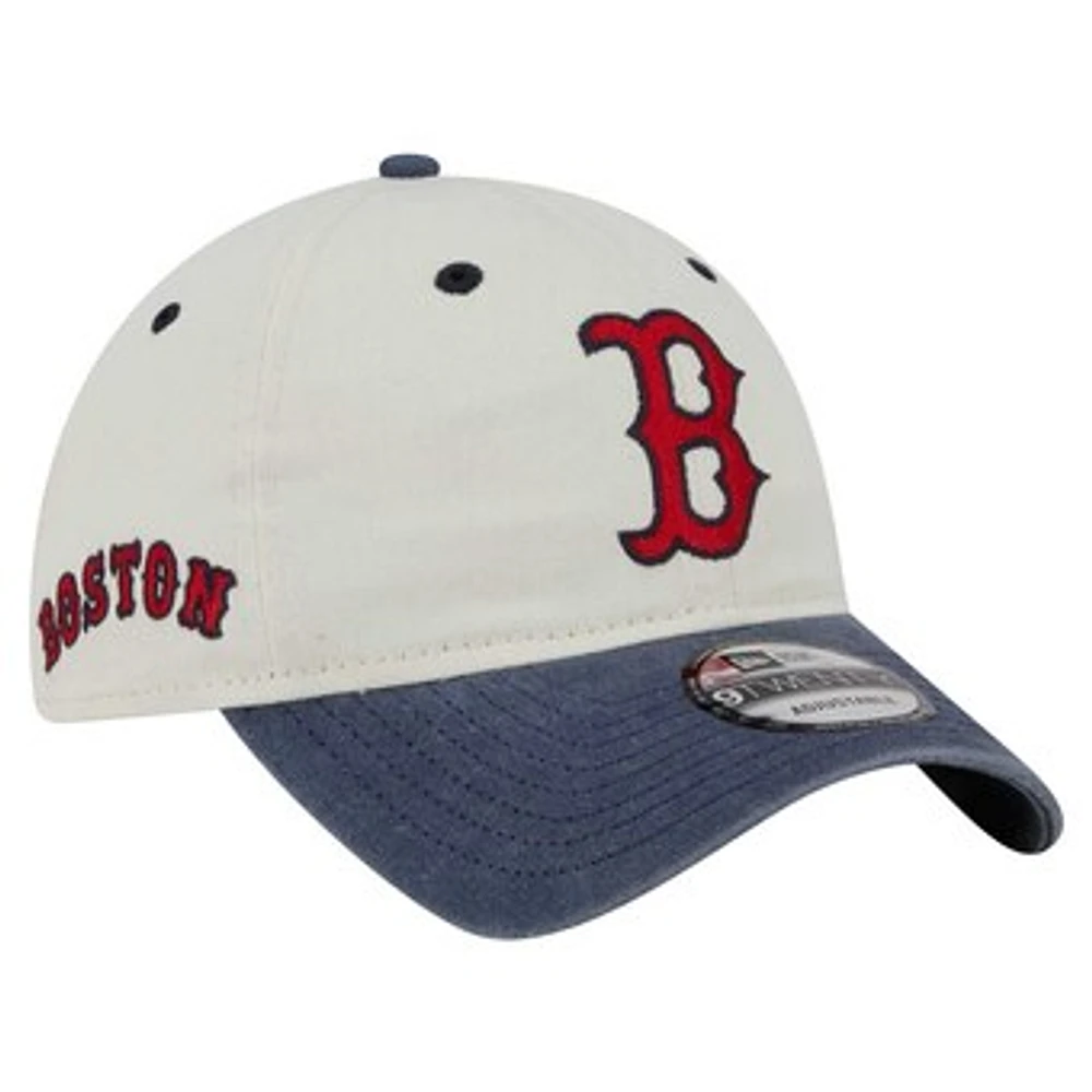 Men's New Era  Cream/Navy Boston Red Sox Classic Sidescript 9TWENTY Adjustable Hat