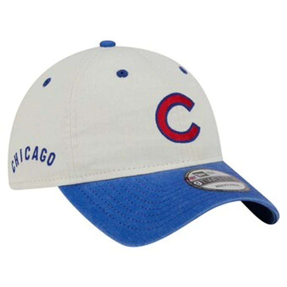 Men's New Era  Cream/Royal Chicago Cubs Classic Sidescript 9TWENTY Adjustable Hat