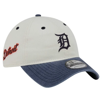 Men's New Era  Cream/Navy Detroit Tigers Classic Sidescript 9TWENTY Adjustable Hat