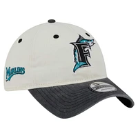 Men's New Era  Cream/Black Florida Marlins Cooperstown Collection Classic Sidescript 9TWENTY Adjustable Hat