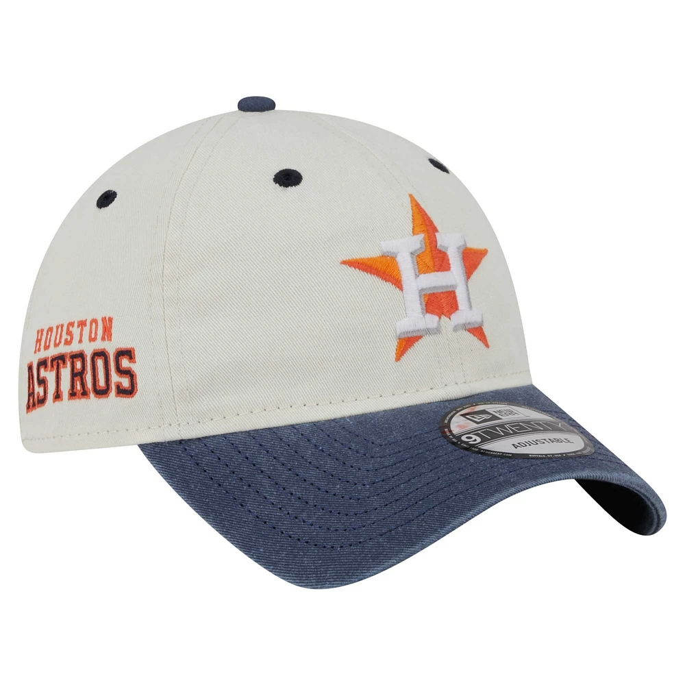 Men's New Era  Cream/Navy Houston Astros Classic Sidescript 9TWENTY Adjustable Hat