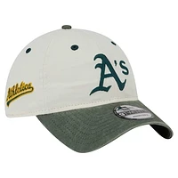 Men's New Era  Cream/Green Oakland Athletics Classic Sidescript 9TWENTY Adjustable Hat