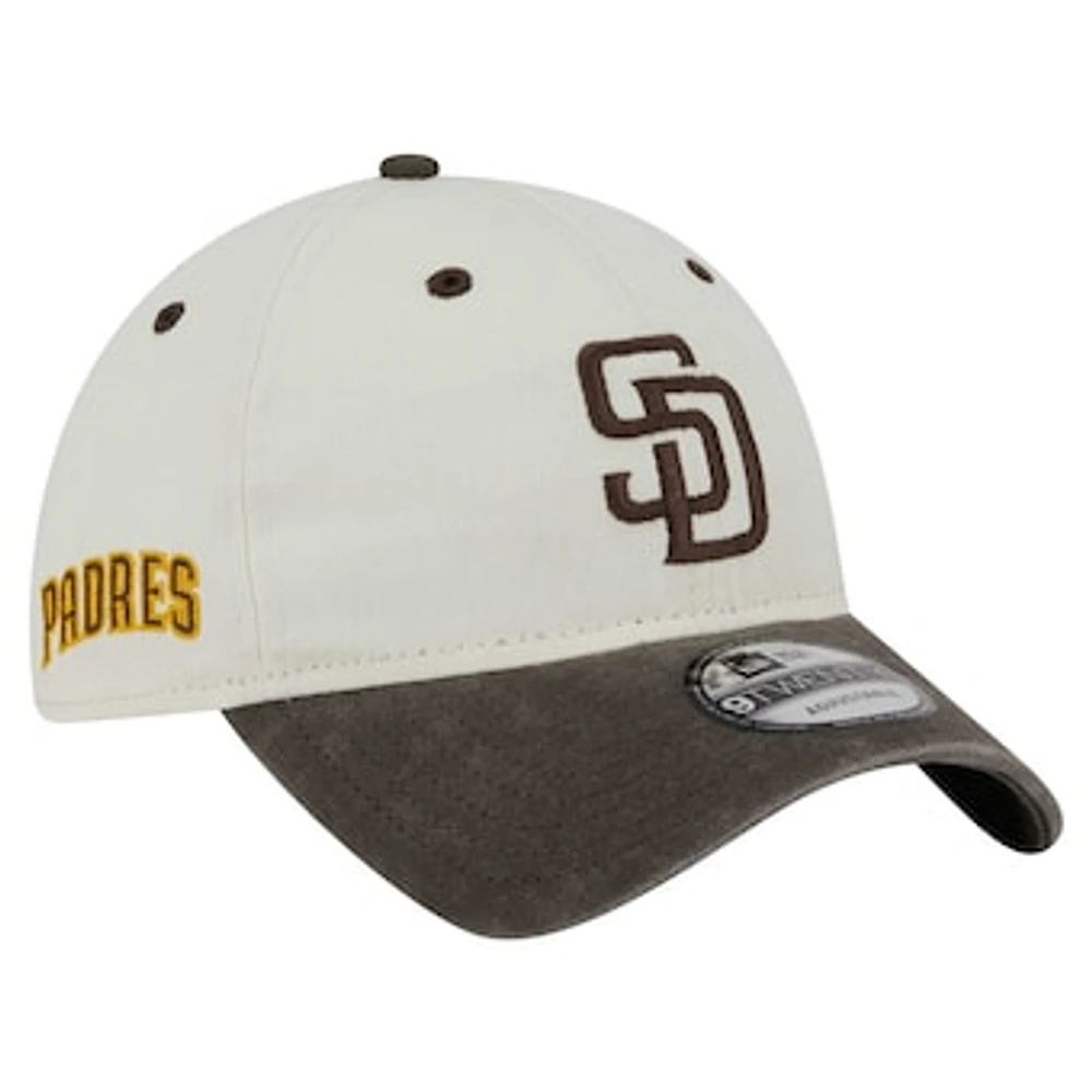 Men's New Era  Cream/Brown San Diego Padres Classic Sidescript 9TWENTY Adjustable Hat