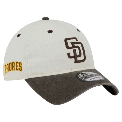 Men's New Era  Cream/Brown San Diego Padres Classic Sidescript 9TWENTY Adjustable Hat