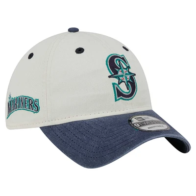 Men's New Era  Cream/Navy Seattle Mariners Classic Sidescript 9TWENTY Adjustable Hat