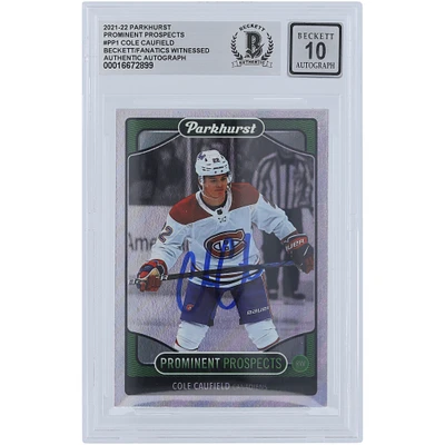 Cole Caufield Montreal Canadiens Autographed 2021-22 Upper Deck Parkhurst Prominent Prospects #PP1 Beckett Fanatics Witnessed Authenticated 10 Rookie Card