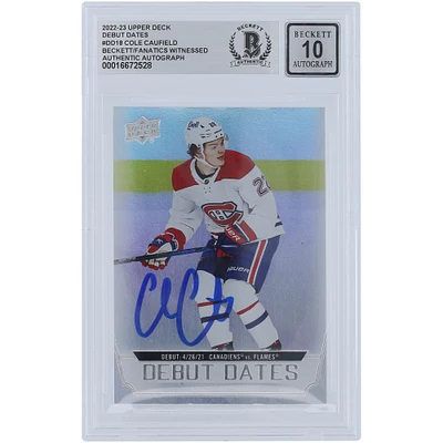 Cole Caufield Montreal Canadiens Autographed 2022-23 Upper Deck Debut Dates #DD-18 Beckett Fanatics Witnessed Authenticated 10 Card
