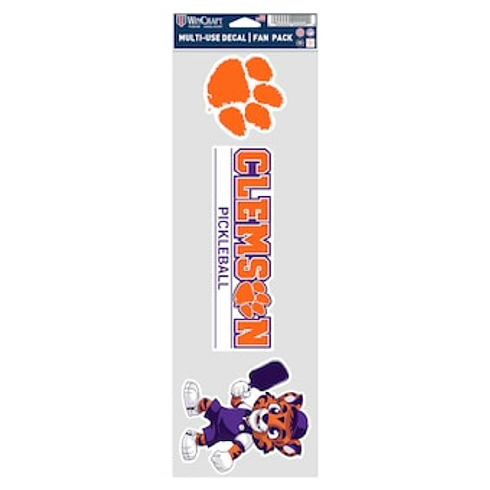 WinCraft Clemson Tigers 4" x 12" Pickleball Fan Decal Three-Pack