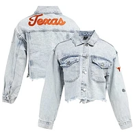 Women's Hype and Vice Denim Texas Longhorns Lightwash Full-Button Jean Jacket