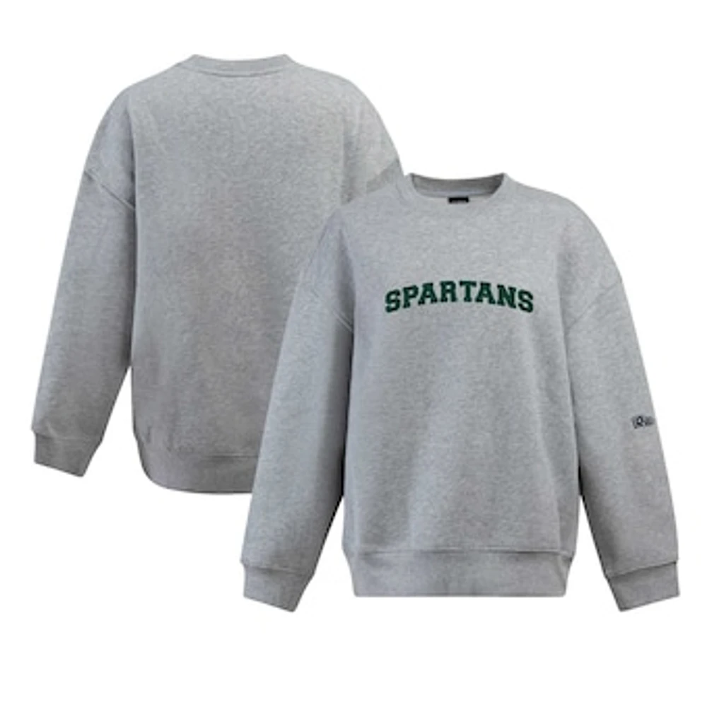 Women's Hype and Vice Heather Gray Michigan State Spartans Offside Pullover Sweatshirt