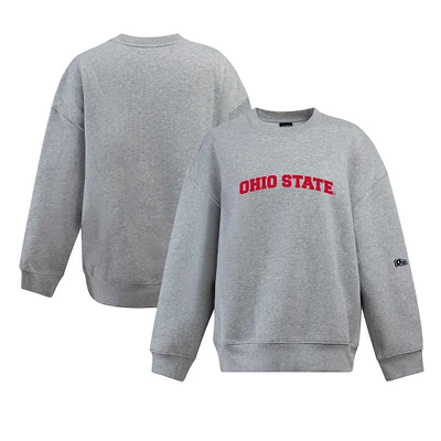 Women's Hype and Vice Heather Gray Ohio State Buckeyes Offside Pullover Sweatshirt