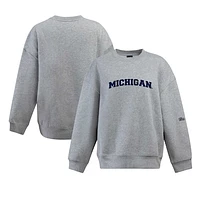 Women's Hype and Vice Heather Gray Michigan Wolverines Offside Pullover Sweatshirt