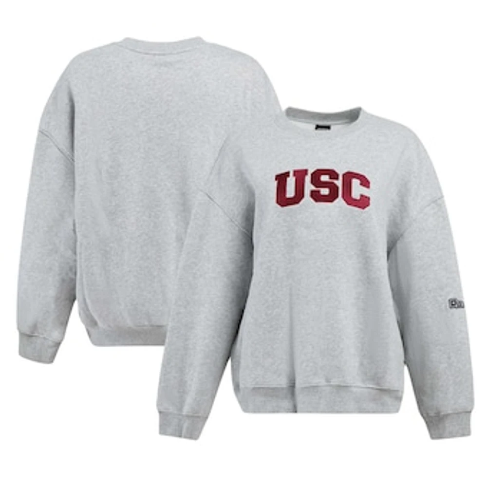 Women's Hype and Vice  Heather Gray USC Trojans Offside Crew Neck Pullover Sweatshirt