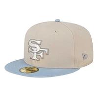 Men's New Era Stone/Light Blue San Francisco 49ers City Originals Lifestyle Two-Tone 59FIFTY Fitted Hat