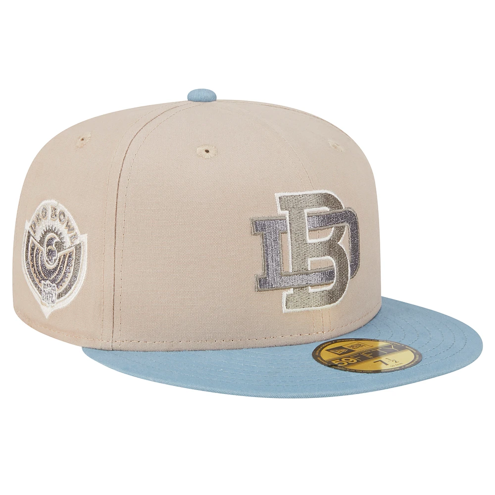 Men's New Era Stone/Light Blue Denver Broncos City Originals Lifestyle Two-Tone 59FIFTY Fitted Hat